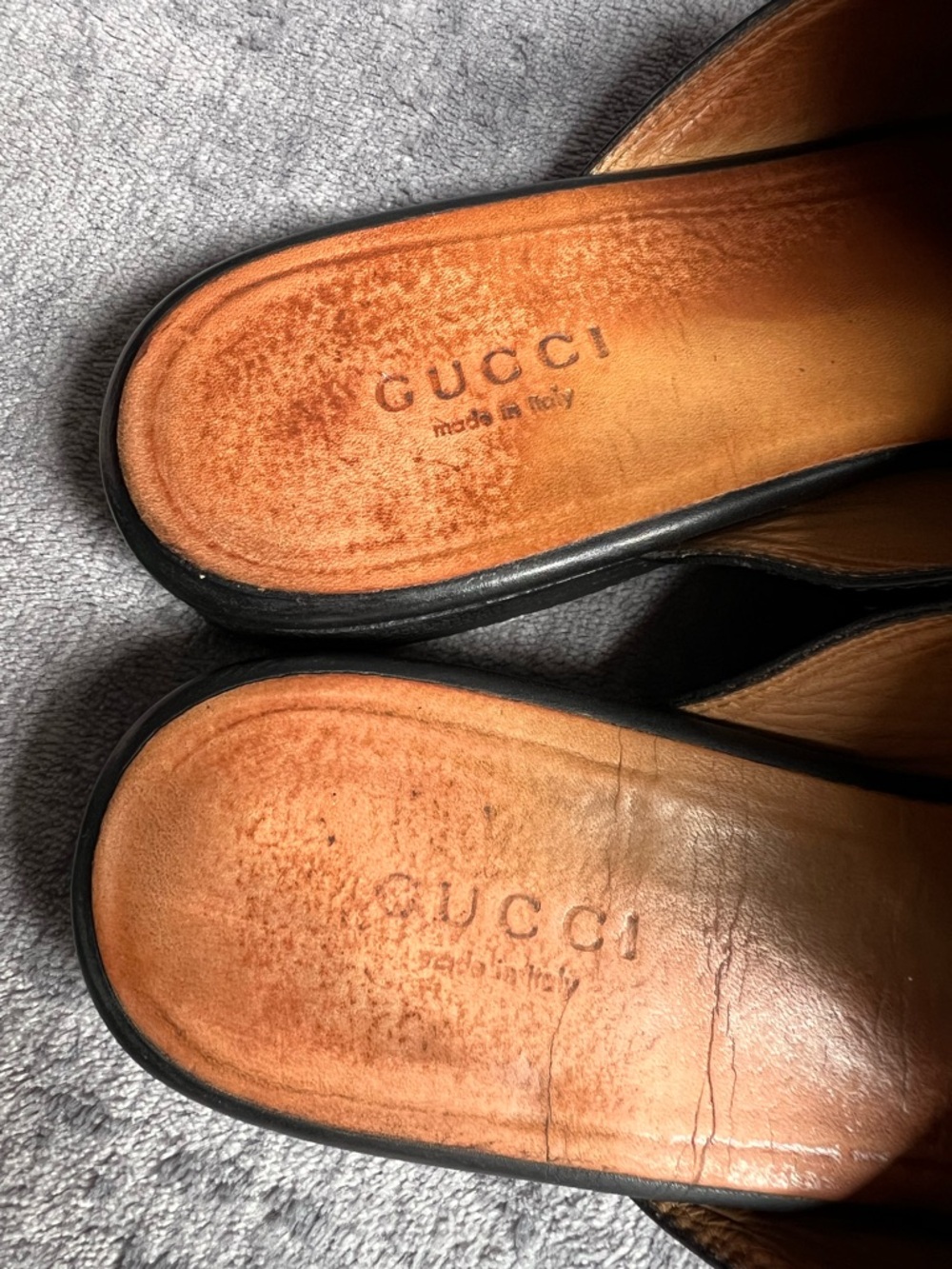 GUCCI Princetown Leather Horsebit Loafer Mules Sz 37 Black Italy Made - Picture 5 of 13